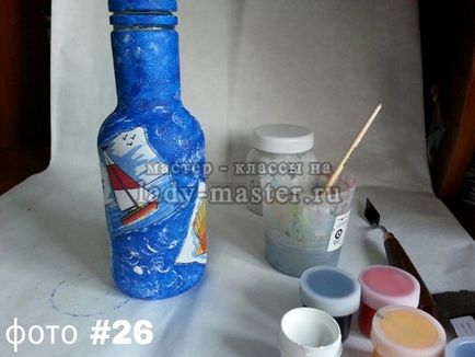 Decoupage palack egy tengeri stílusban, lépésről lépésre varázsló - class fotó