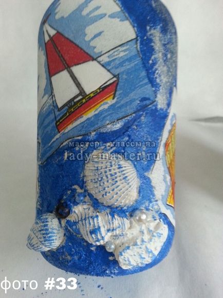 Decoupage palack egy tengeri stílusban, lépésről lépésre varázsló - class fotó