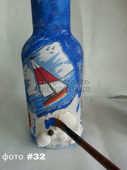Decoupage palack egy tengeri stílusban, lépésről lépésre varázsló - class fotó