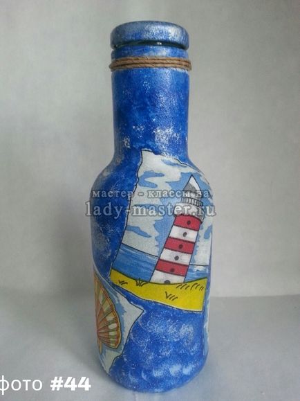 Decoupage palack egy tengeri stílusban, lépésről lépésre varázsló - class fotó