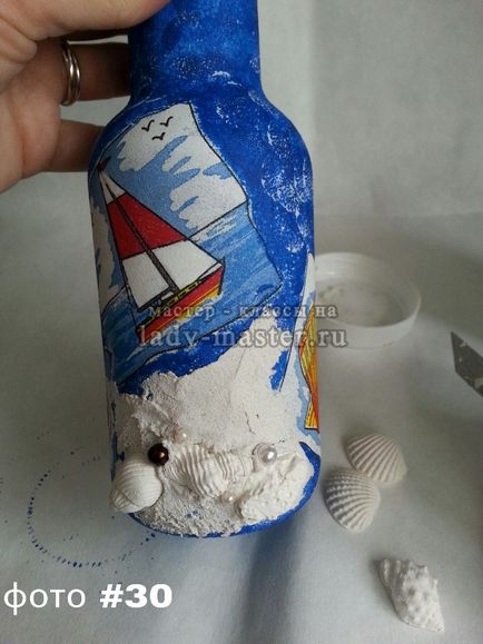 Decoupage palack egy tengeri stílusban, lépésről lépésre varázsló - class fotó