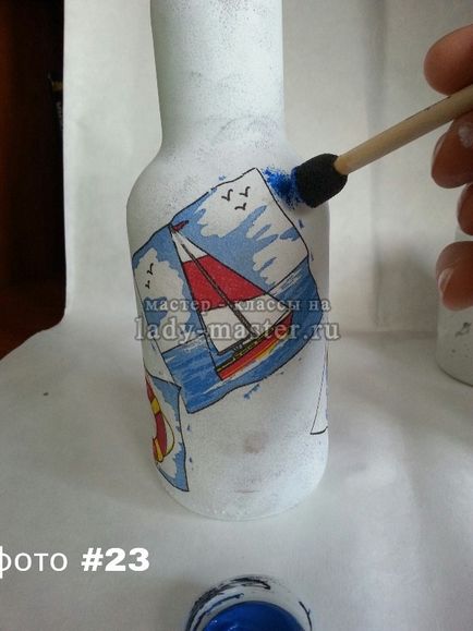 Decoupage palack egy tengeri stílusban, lépésről lépésre varázsló - class fotó