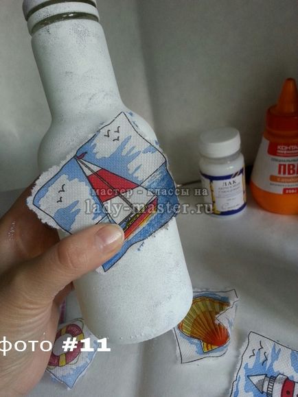 Decoupage palack egy tengeri stílusban, lépésről lépésre varázsló - class fotó