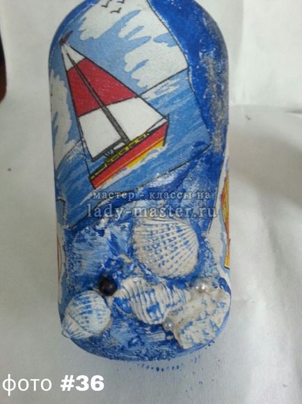Decoupage palack egy tengeri stílusban, lépésről lépésre varázsló - class fotó
