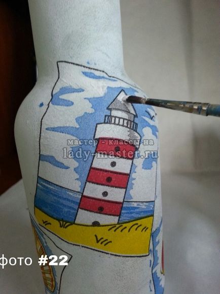 Decoupage palack egy tengeri stílusban, lépésről lépésre varázsló - class fotó