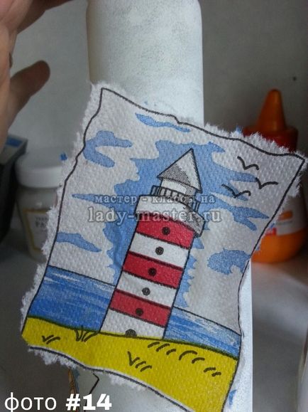 Decoupage palack egy tengeri stílusban, lépésről lépésre varázsló - class fotó