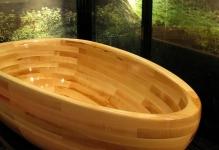 Baie de lemn cu chiuveta proprie, fotografie sanitare, baril din lemn, producție japoneză