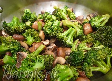 Broccoli garnitură cu ciuperci, rețete vegetariene mari