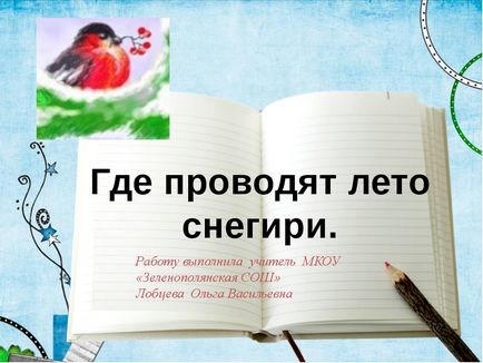 Дослідницька робота - де проводять літо снігурі