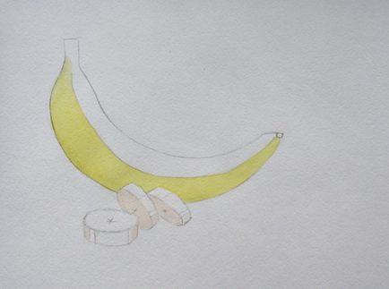 Cum de a desena o banană cu acuarelă, linteum