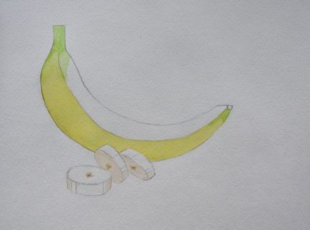 Cum de a desena o banană cu acuarelă, linteum