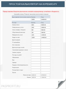 Calculator al bugetului familiei - păstrăm o evidență a finanțelor pe calculator online