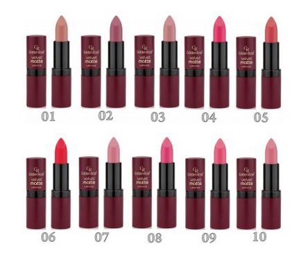 Matte Lipstick golden rose ceruza és folyékony, paletta, bársony, matt, vélemények