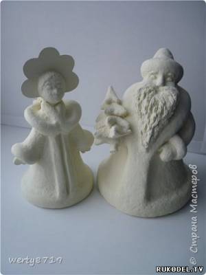 Articole de Anul Nou Moș Crăciun și Snow Maiden de la papier-mache, cu mâinile lor - Cadouri de Anul Nou - la