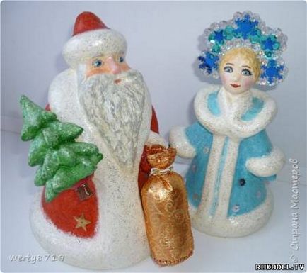 Articole de Anul Nou Moș Crăciun și Snow Maiden de la papier-mache, cu mâinile lor - Cadouri de Anul Nou - la