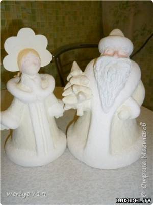 Articole de Anul Nou Moș Crăciun și Snow Maiden de la papier-mache, cu mâinile lor - Cadouri de Anul Nou - la