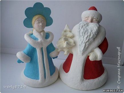 Articole de Anul Nou Moș Crăciun și Snow Maiden de la papier-mache, cu mâinile lor - Cadouri de Anul Nou - la