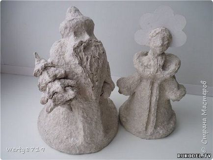 Articole de Anul Nou Moș Crăciun și Snow Maiden de la papier-mache, cu mâinile lor - Cadouri de Anul Nou - la
