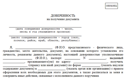 Зразок заповнення довіреності для отримання документів у візовому центрі