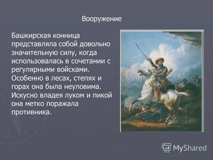 Prezentarea pe tema armamentului de bashir și decorarea calului a fost pregătită de un elev de clasa a 7-aa lui Baybulatov