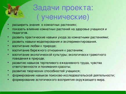 Проект - зелений куточок у школі - позаурочна робота, презентації