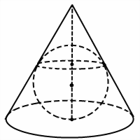 Ball feltüntetik egy kúp (kombinációja geometriai szilárd anyag) Ball írt kúp