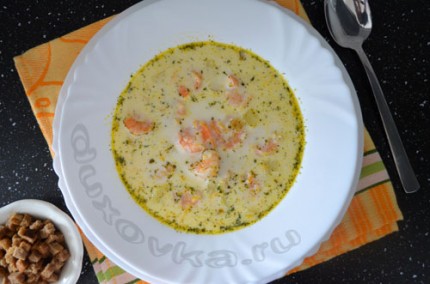 Сирний суп з креветками - рецепт з покроковими фото
