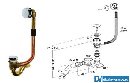 Установка сифона на ванну - схема зборки підключення і заміна