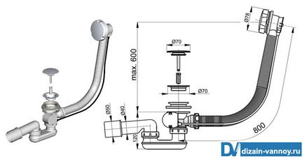 Установка сифона на ванну - схема зборки підключення і заміна
