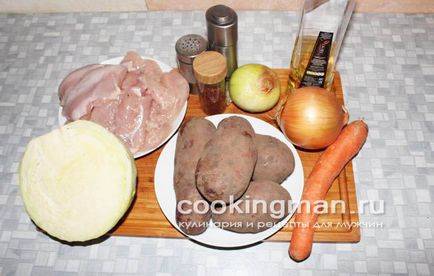 Caserola din carne de pui, piure de cartofi și varză tocată - gătit pentru bărbați