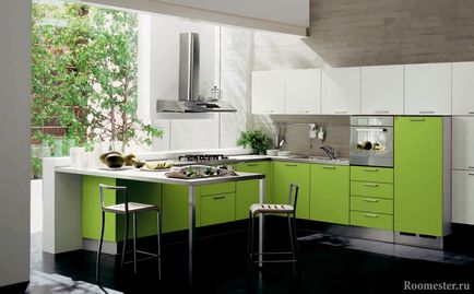 Bucătărie verde în interior - 30 de fotografii de design