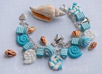 Brățară în stil marin, cu margele-shell-uri din plastic, ocean de lucruri mici