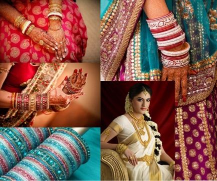 Індійські браслети набір в стилі індії, що означають прикраси на руці дівчини з натуральними