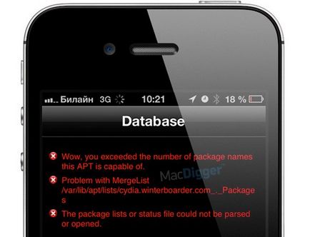 Как да се определи грешки в Cydia «уау, можете надвишава броя на имена на пакети е способна тази версия
