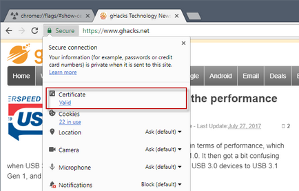 Cum să configurați direct afișarea certificatelor în Google Chrome, crearea, promovarea site-urilor,