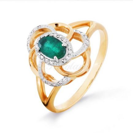 Klasszikus gyűrű természetes smaragd és gyémánt, hogy megvásárolja a katalógusban ékszerek