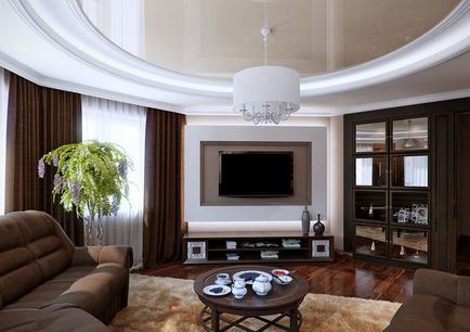 Коричневий колір в інтер'єрі вітальні благородний і розкішний дизайн кімнати (50 фото)