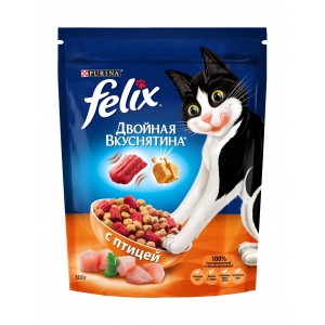 Купити сухий корм для домашніх кішок purina felix подвійна смакота, м'ясо, 300 г