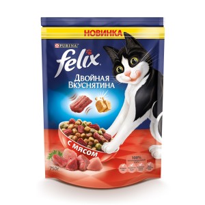 Купити сухий корм для домашніх кішок purina felix подвійна смакота, м'ясо, 300 г