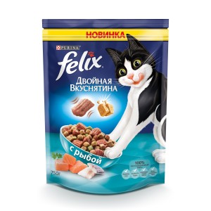 Купити сухий корм для домашніх кішок purina felix подвійна смакота, м'ясо, 300 г