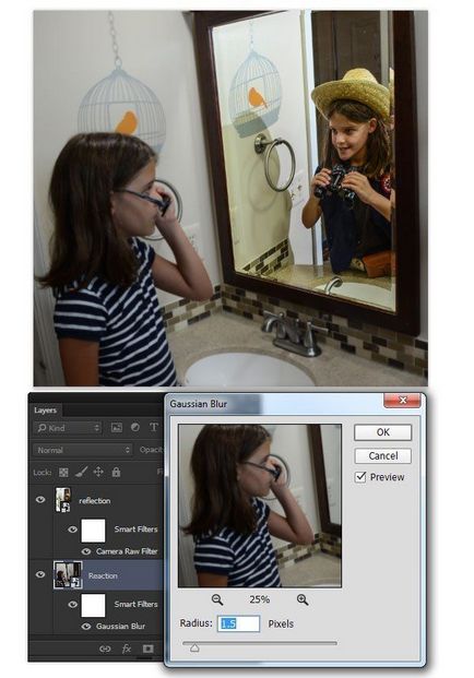 Schimbarea reflecției Photoshop în oglindă