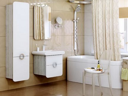 Oglindă cu balamale și dulapuri de colț pentru baie, deasupra chiuvetei și opțiunile încorporate