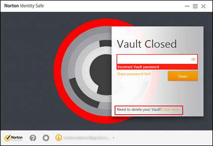 Atunci când vă conectați la magazinul de identitate norton, se afișează o eroare - o parolă incorectă