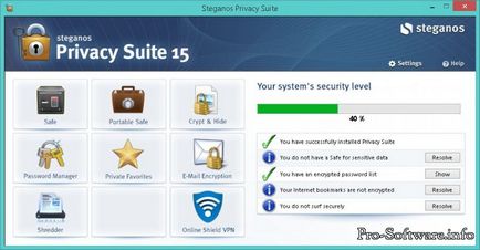 Steganos privacy suite - descărcare gratuită, versiunea în limba engleză