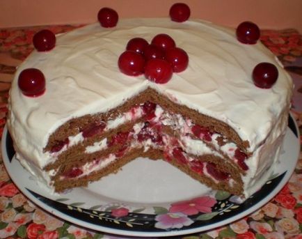 Торт зимова вишня - покроковий кулінарний рецепт з фото