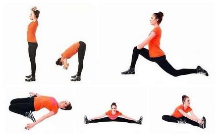 Gyakorlatok, hogy nyúlik a lába egy statikus sor (teljes levegőt lehel ismétlés) Gyakorlatok a lábak stretching statikus komplex