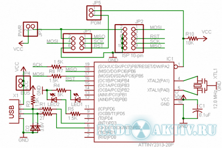 Usbtiny - miniaturale usb programator avr microcontrolere - radioactive - toate pentru radioamator