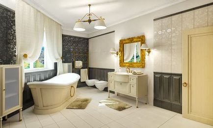 A fürdőszobák a klasszikus stílus a belső kialakítási lehetőségeit fotó