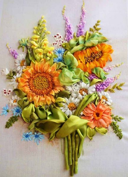 Hímzés szalagok a valós mesterek - festmények a virágok hímzett mesterek a tisztességes vásárolni
