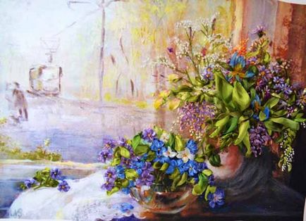 Вишивка стрічками на ярмарку майстрів - картини квітів вишиті купити на ярмарку майстрів